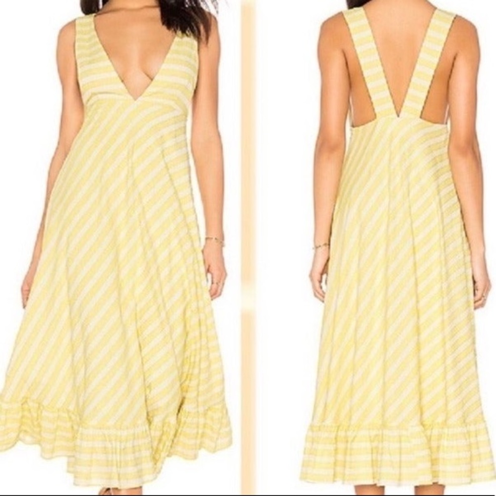 REVOLVE Butter Yellow Striped Sun dress